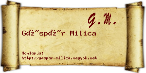 Gáspár Milica névjegykártya